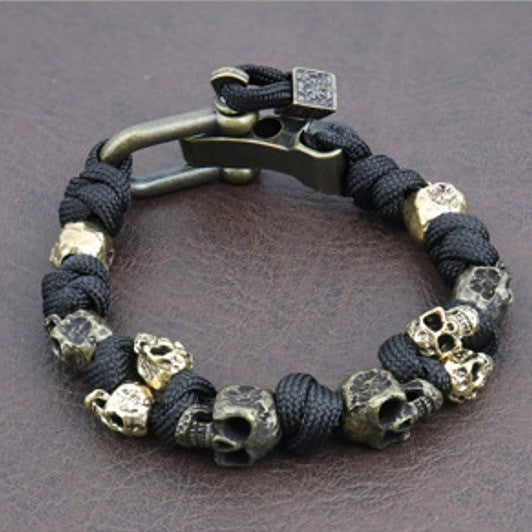 Warrior’s Remembrance – Para-Cord Hand-Woven Skull Bracelet