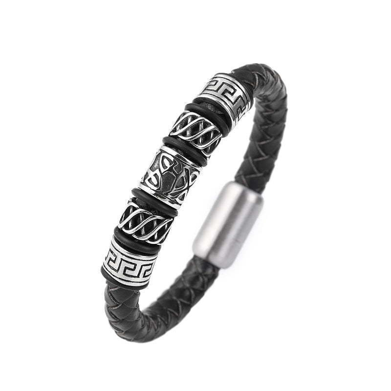 Bard's Bracelet - Leather Woven Magnetic Bracelet