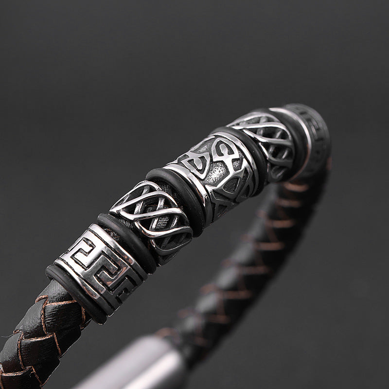 Bard's Bracelet - Leather Woven Magnetic Bracelet