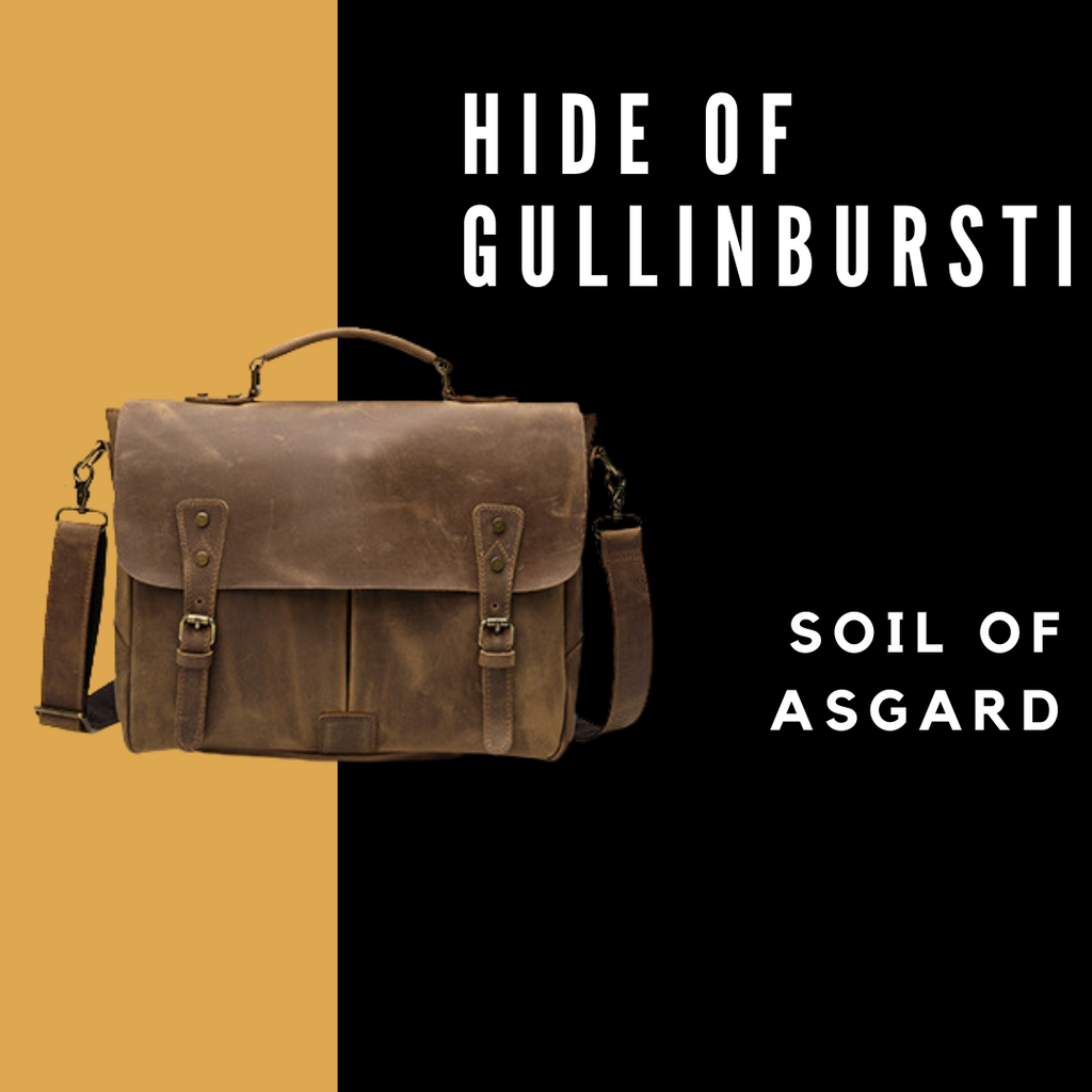 Hide Of Gullinbursti - Leather Briefcase Satchel