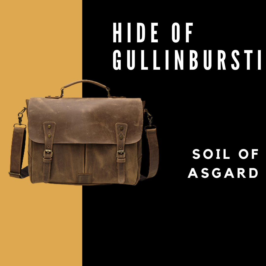Hide Of Gullinbursti - Leather Briefcase Satchel