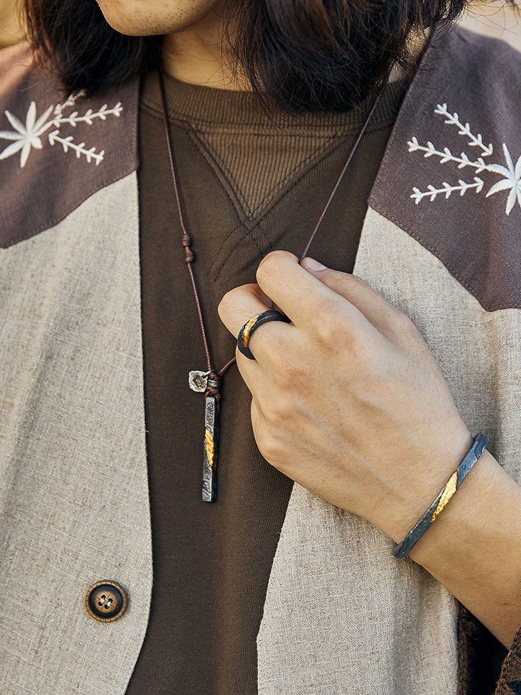 Prophet's Amulet - Sterling Silver with Gold inlay Necklace