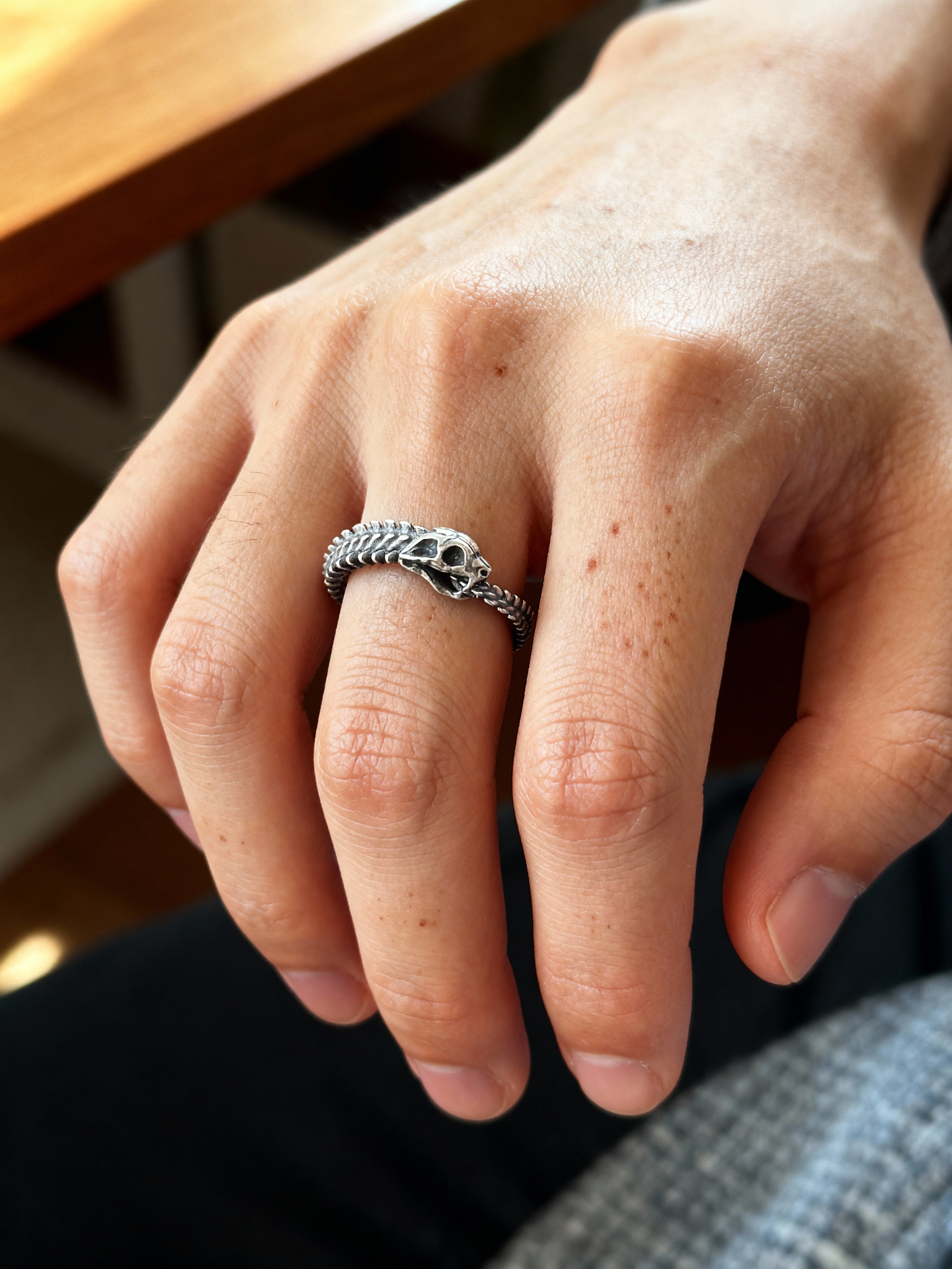 Final Remains - 925 Sterling Silver Snake Bone Ring