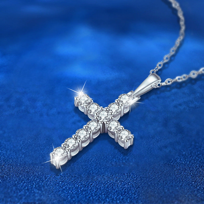 Memory of Athelstan - Moissanite Cross Pendant Necklace