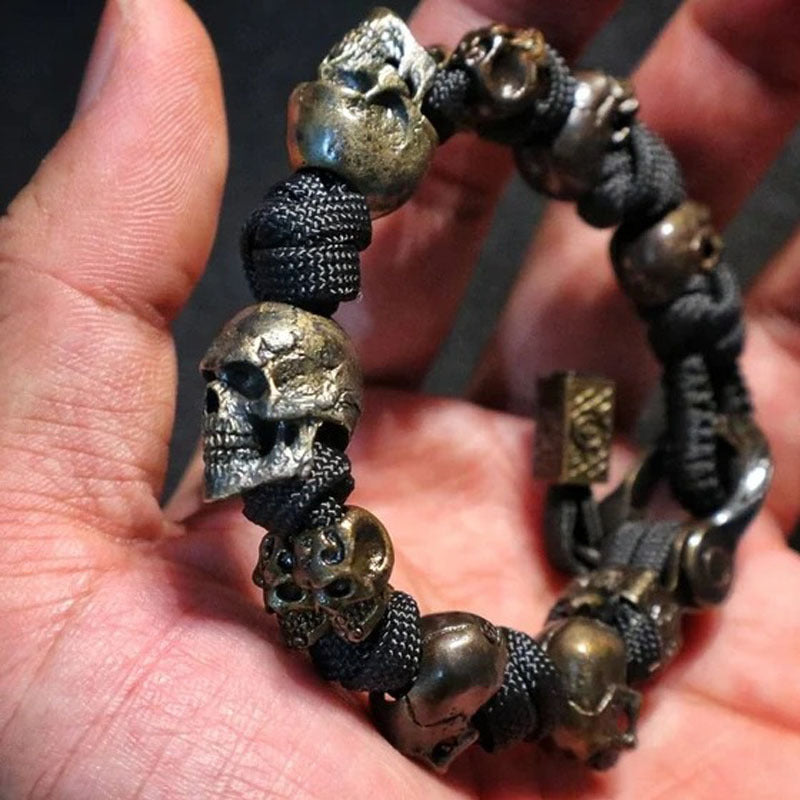 Warrior’s Remembrance – Para-Cord Hand-Woven Skull Bracelet