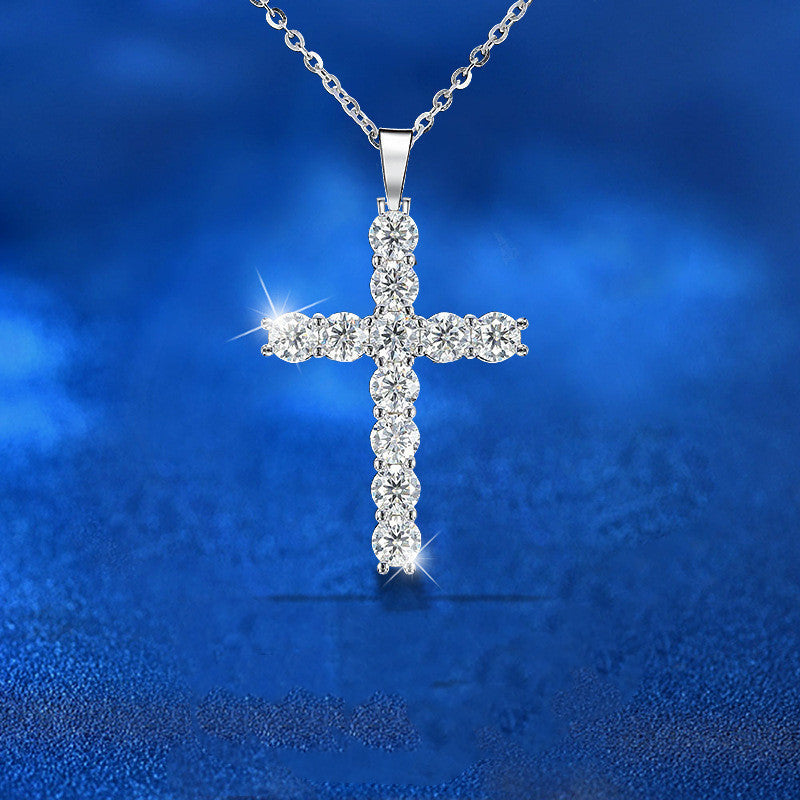 Memory of Athelstan - Moissanite Cross Pendant Necklace