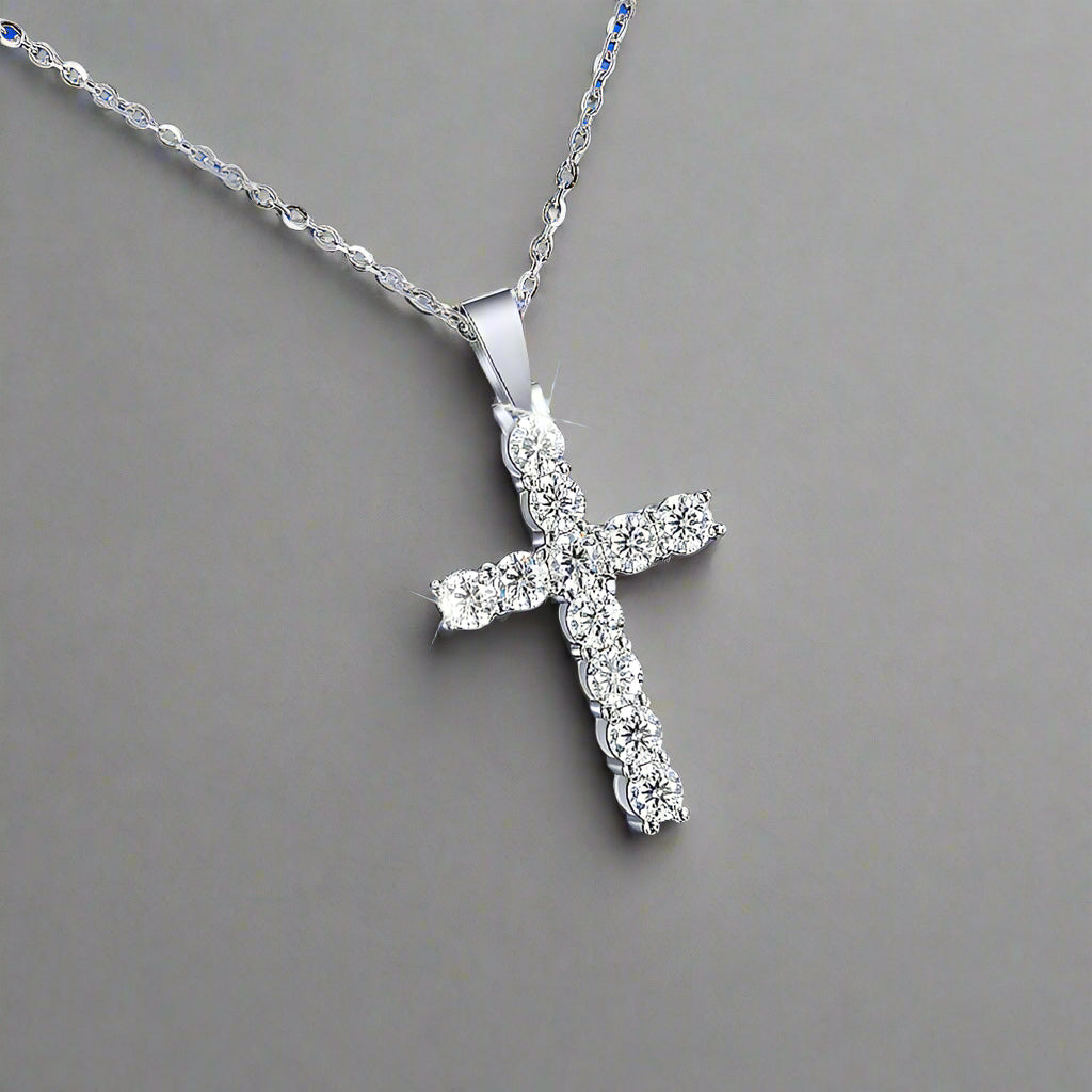 Memory of Athelstan - Moissanite Cross Pendant Necklace