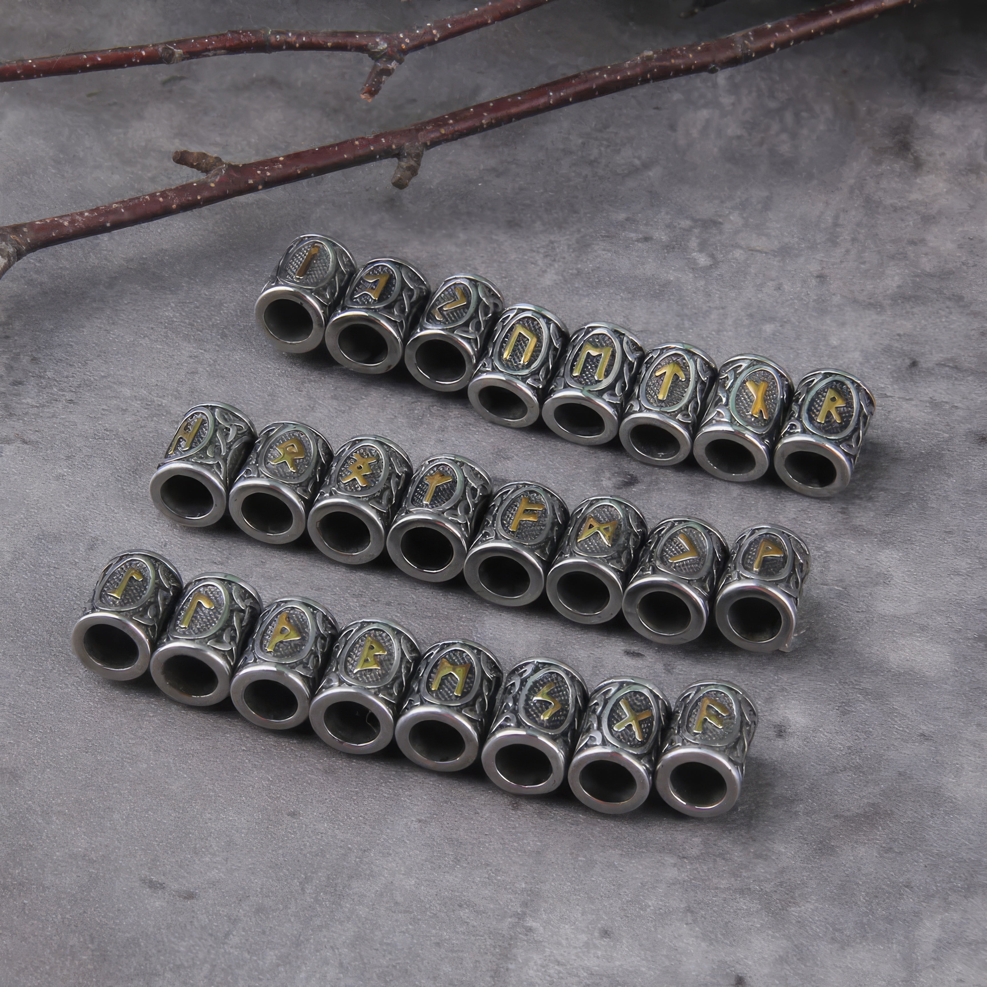 Viking Runes - Hair / Beard Braid (24 Piece Set)