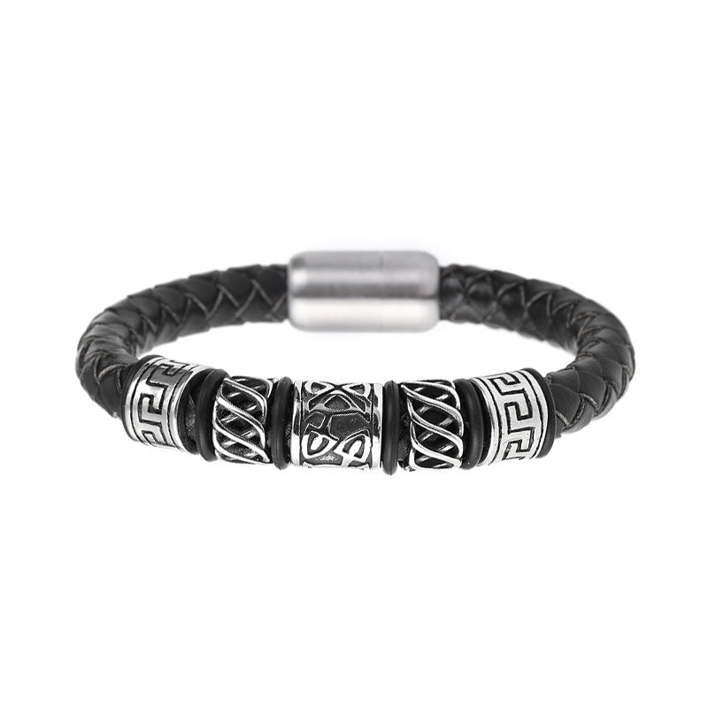 Bard's Bracelet - Leather Woven Magnetic Bracelet