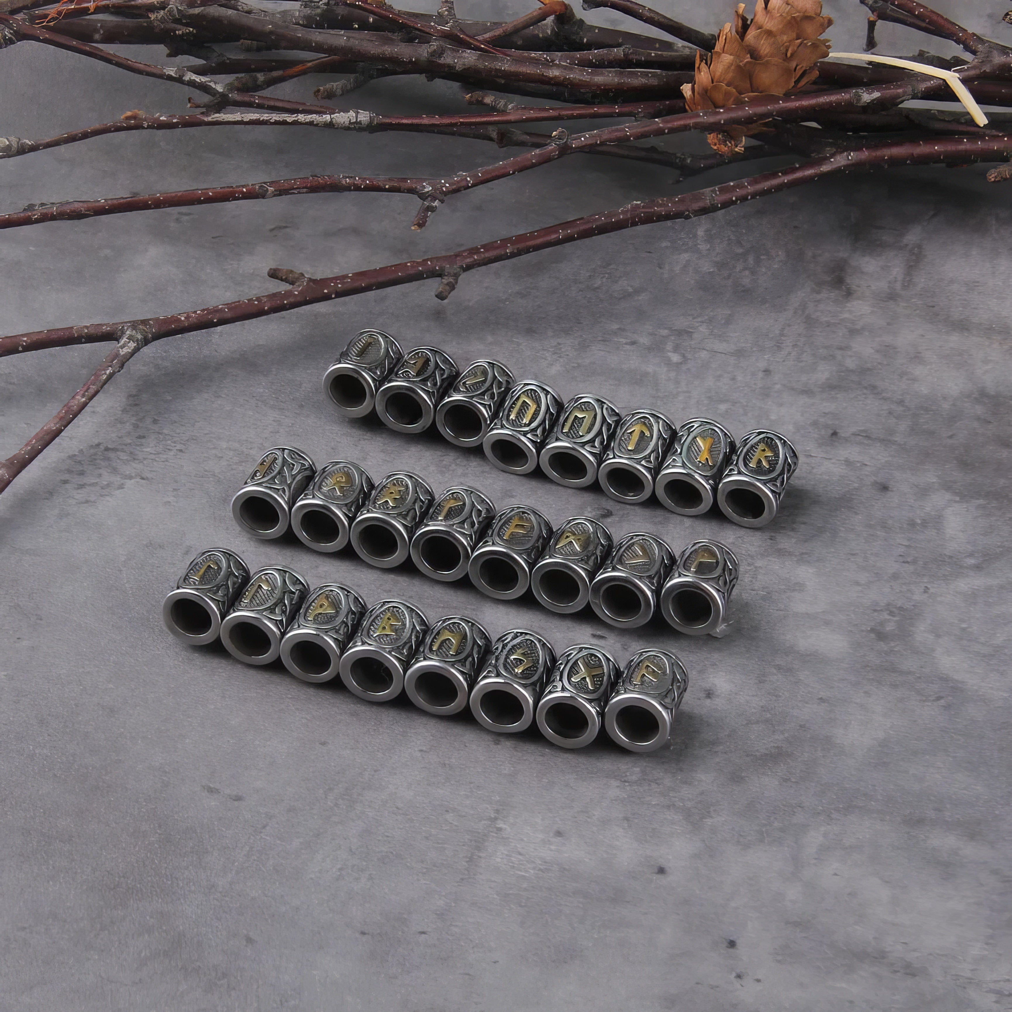 Viking Runes - Hair / Beard Braid (24 Piece Set)