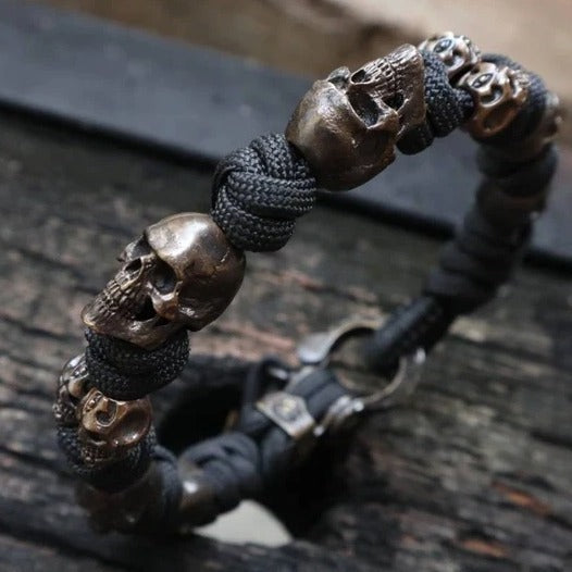 Warrior’s Remembrance – Para-Cord Hand-Woven Skull Bracelet
