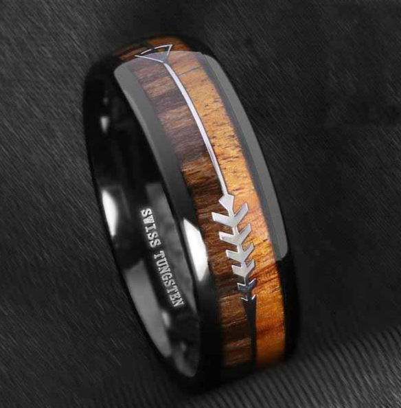 Hodr's Reminder - Acacia and Tungsten Gold Ring