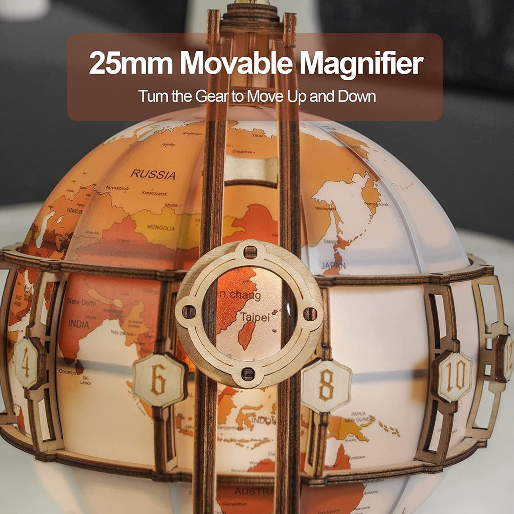 The Realm of Midgard - 3D Luminous 180 Piece Wooden Globe