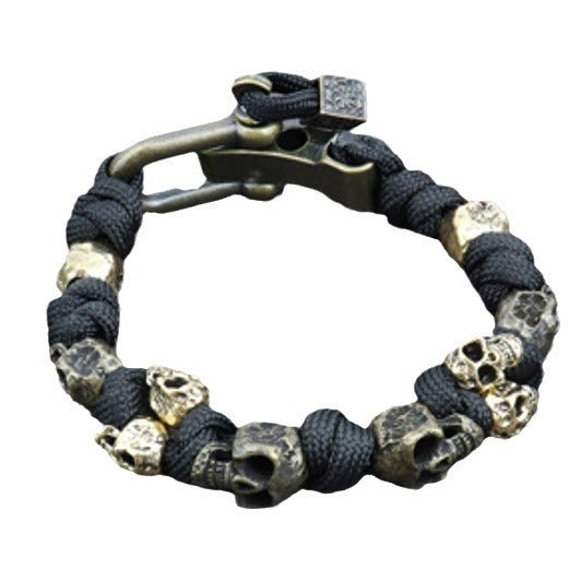 Warrior’s Remembrance – Para-Cord Hand-Woven Skull Bracelet