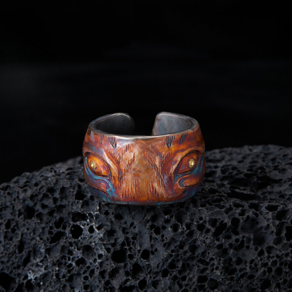 Fenrir's Gaze - Unique Sterling Silver Adjustable Ring