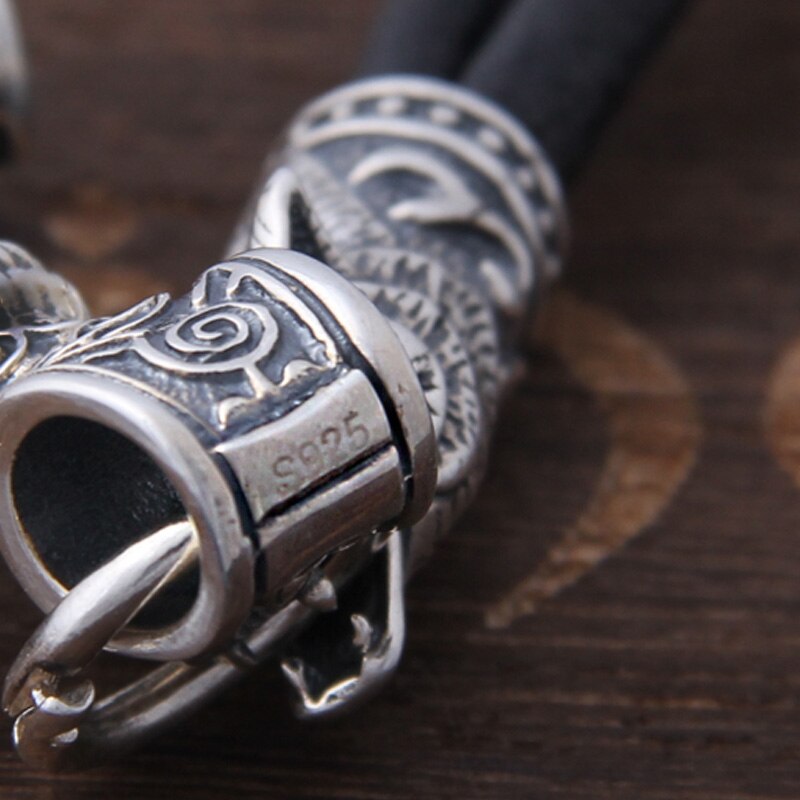 Chain of Power - Sterling Silver Mjolnir and Fenrir Necklace