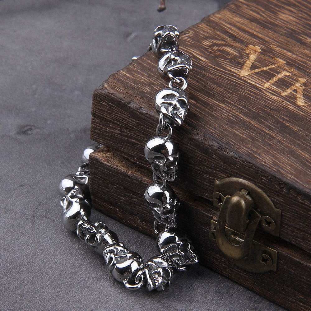Skulls Of The Fallen - Stainless Steel Skull Bracelet