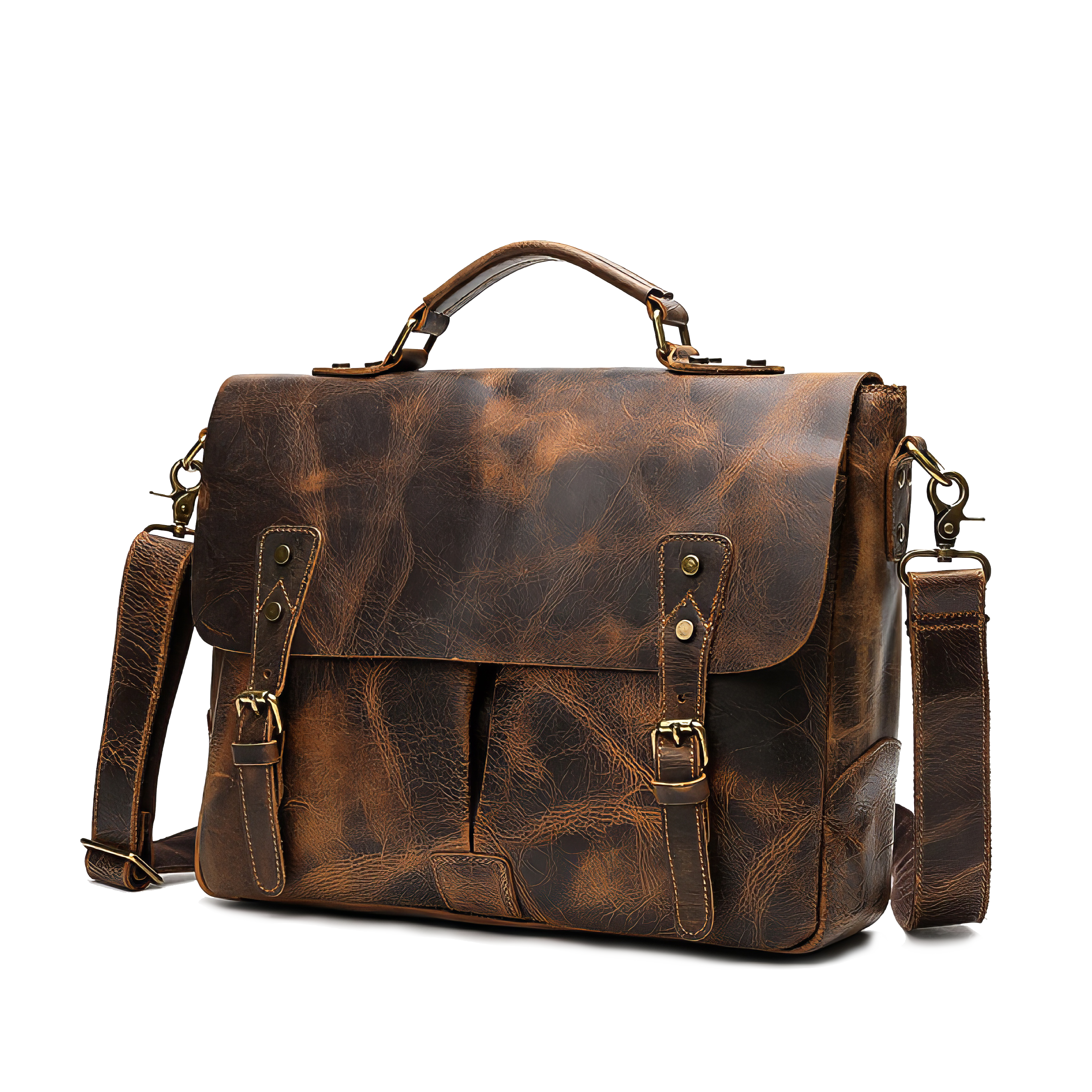 Hide Of Gullinbursti - Leather Briefcase Satchel