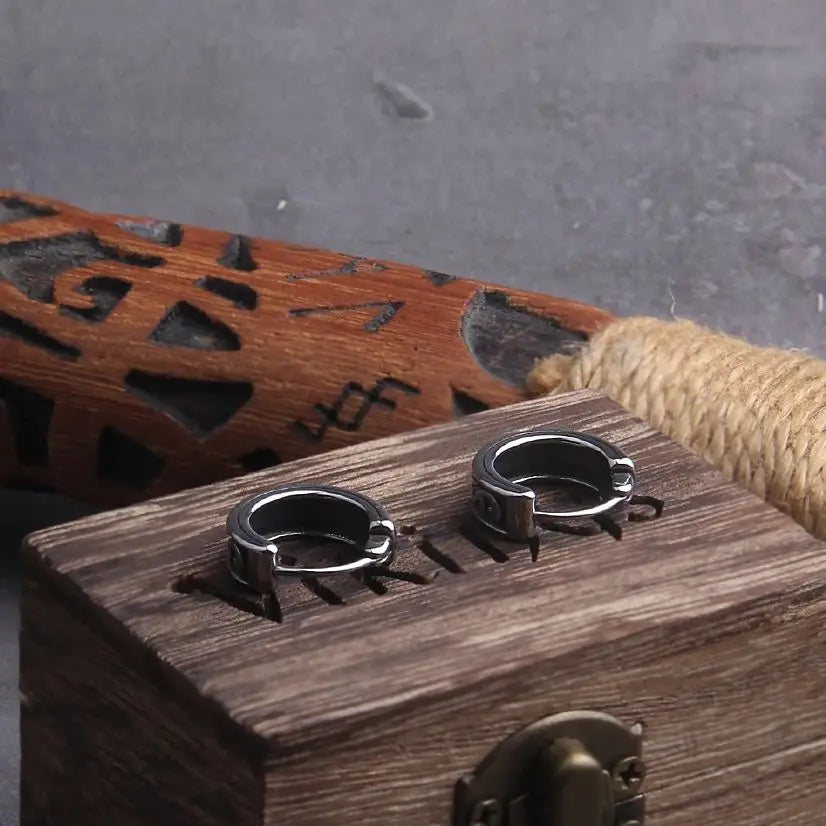 Mark Of Mímisbrunnr - Stainless Steel Hoop Earrings