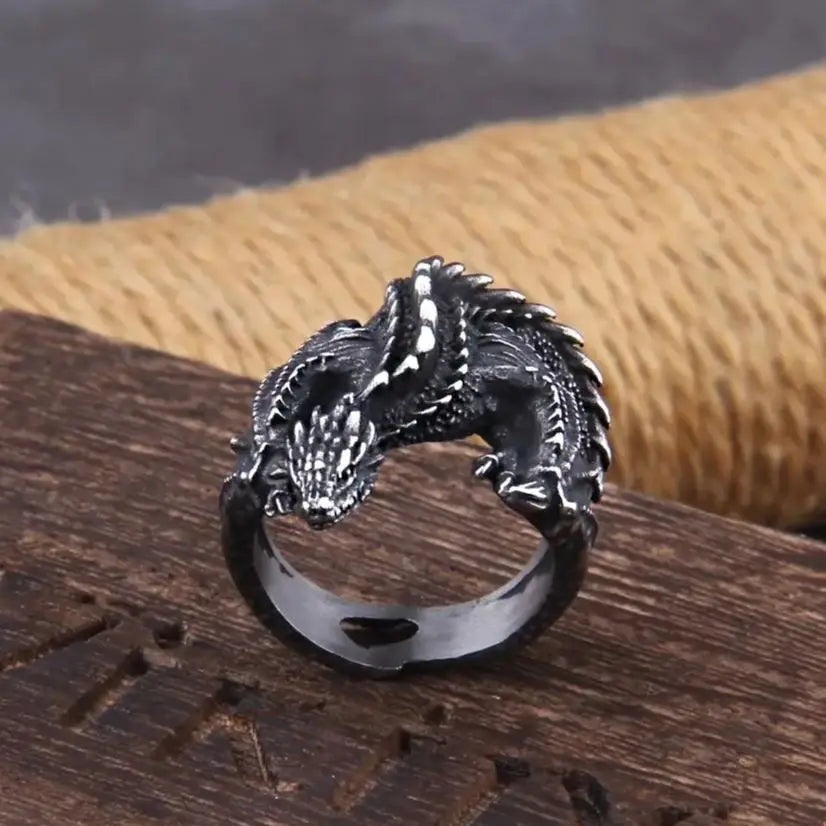The Decimator Of Corpses - Stainless Steel Dragon Ring
