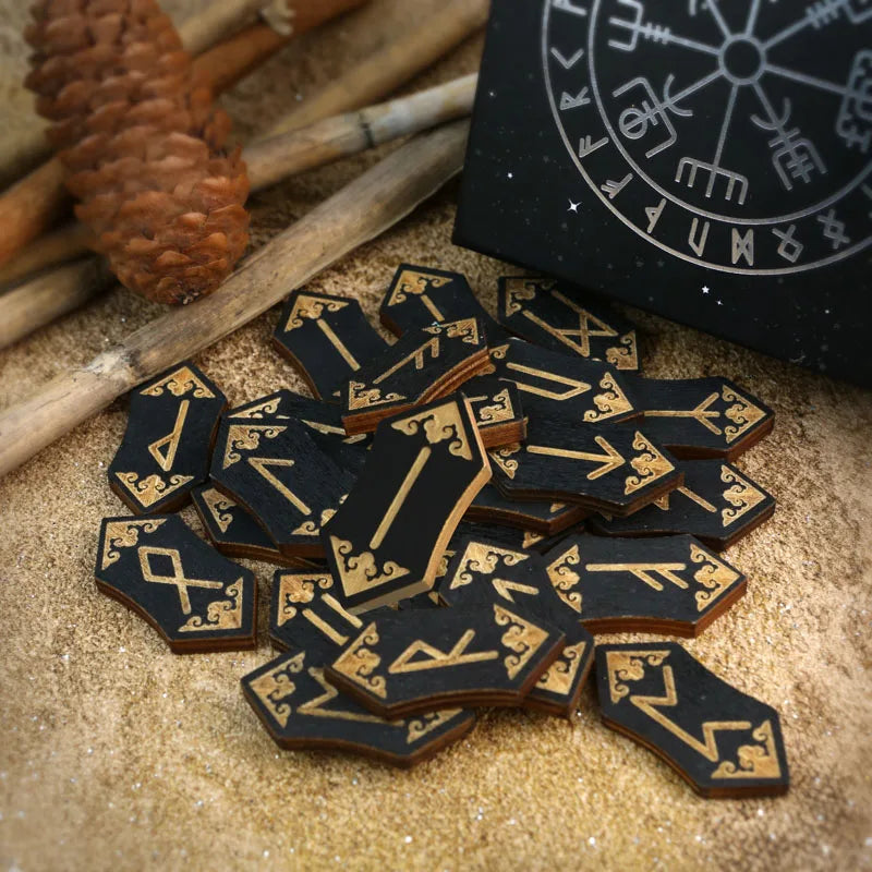 Foresight Of The Norns - 25 Piece Engraved Wooden Viking Rune Set