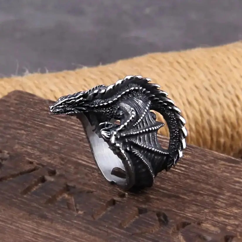 The Decimator Of Corpses - Stainless Steel Dragon Ring