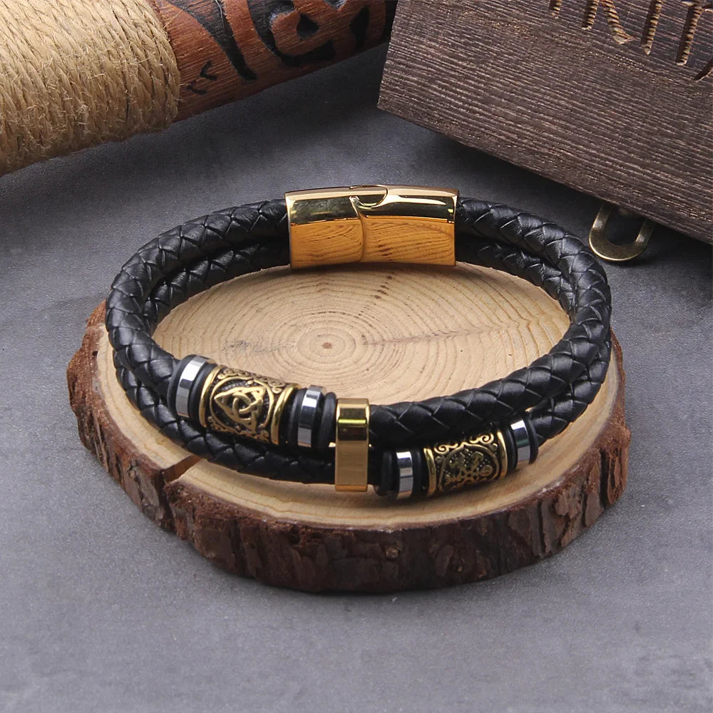 Gullinbursti's Hide - Leather And Stainless Steel Bracelet