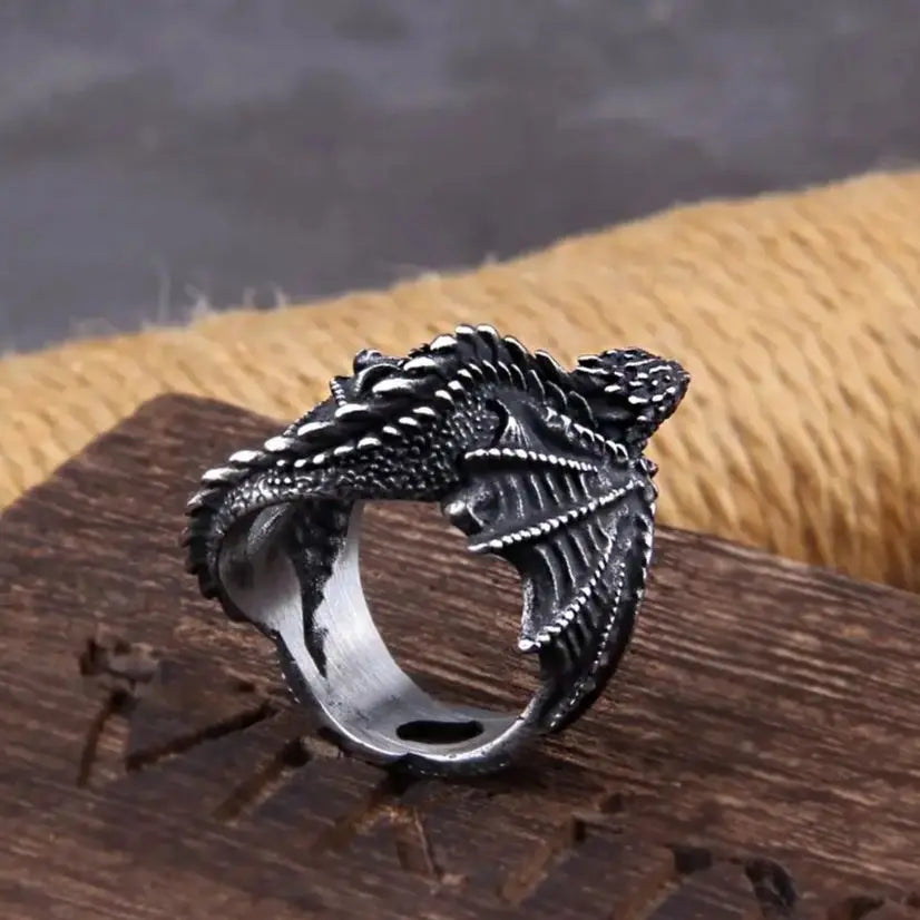The Decimator Of Corpses - Stainless Steel Dragon Ring