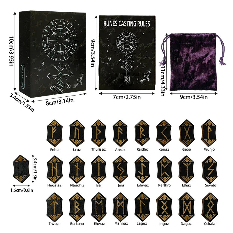 Foresight Of The Norns - 25 Piece Engraved Wooden Viking Rune Set