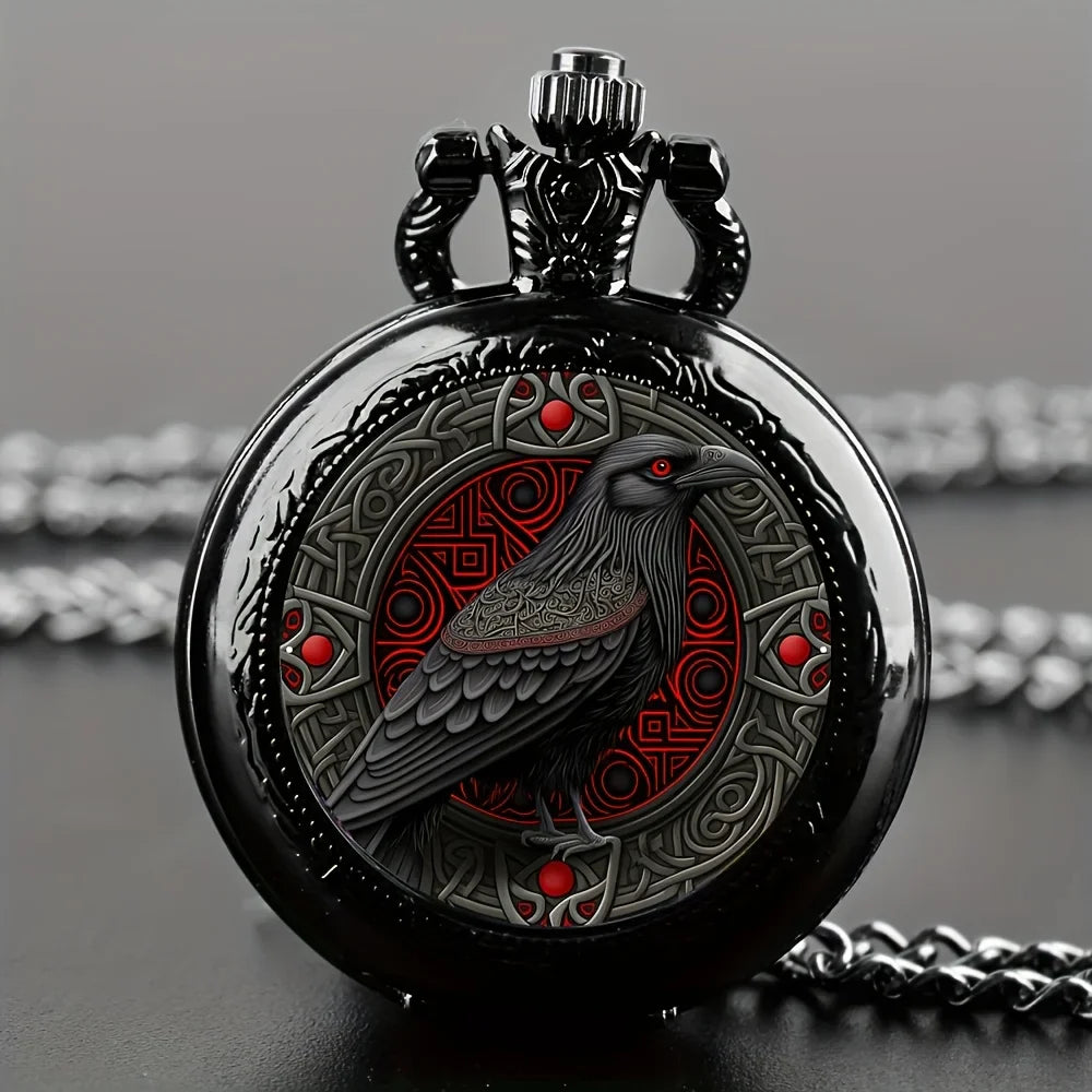 The All Seeing Raven – Quartz Movement Pocket Watch
