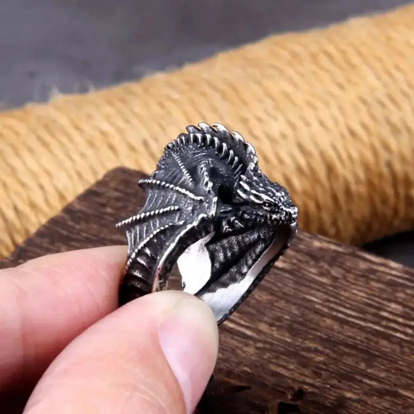 The Decimator Of Corpses - Stainless Steel Dragon Ring