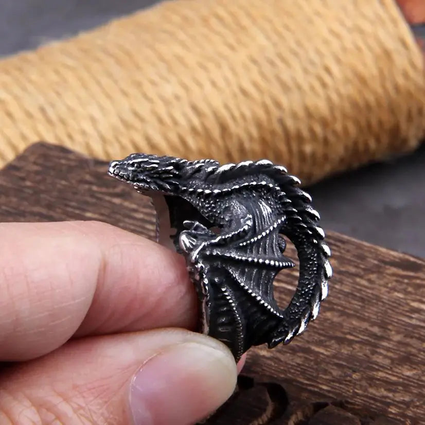 The Decimator Of Corpses - Stainless Steel Dragon Ring