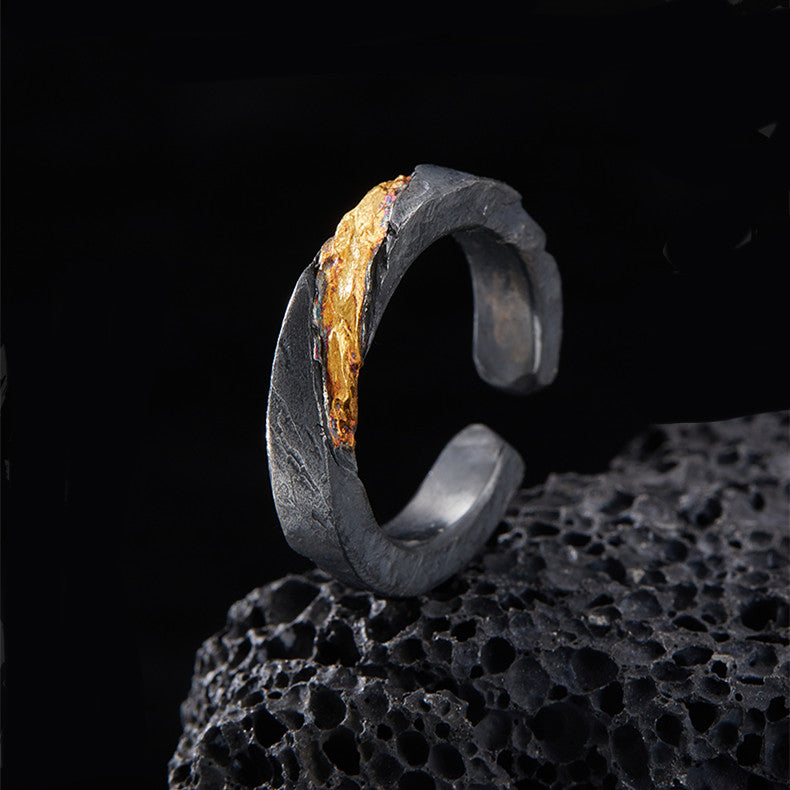 Prophet's Band - Sterling Silver with Gold Inlay Viking Ring