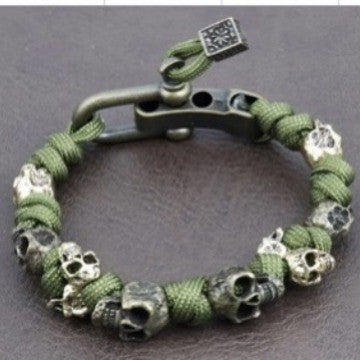 Warrior’s Remembrance – Para-Cord Hand-Woven Skull Bracelet
