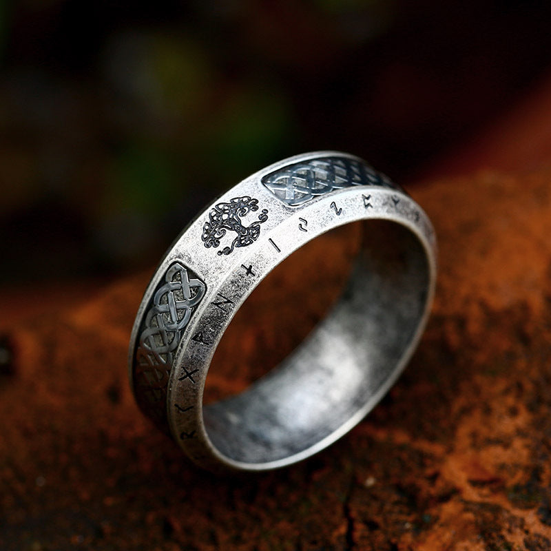 Blessing Of Yggdrasil - Titanium Steel Viking Rune Ring