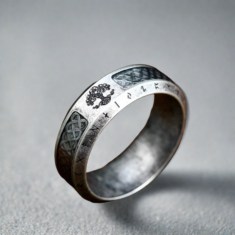 Blessing Of Yggdrasil - Titanium Steel Viking Rune Ring