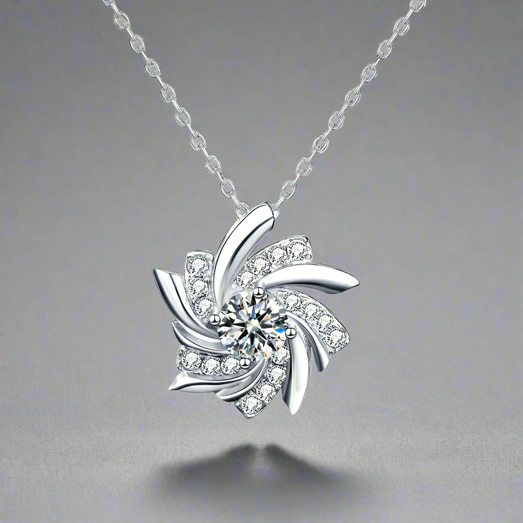 Whisper of the Wind - Moissanite S925 Sterling Silver Windmill Necklace