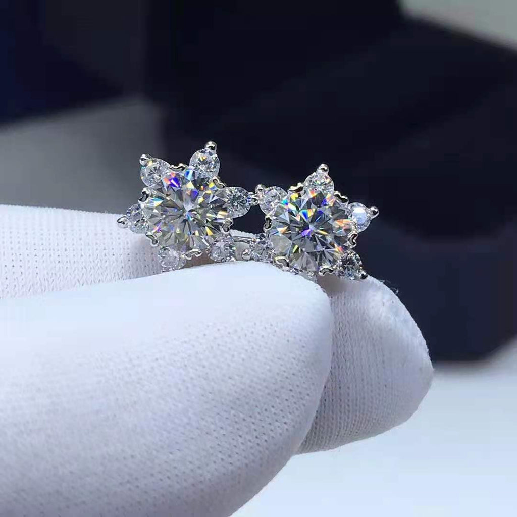 Skadi's Starfall - D-color Moissanite Star Earrings