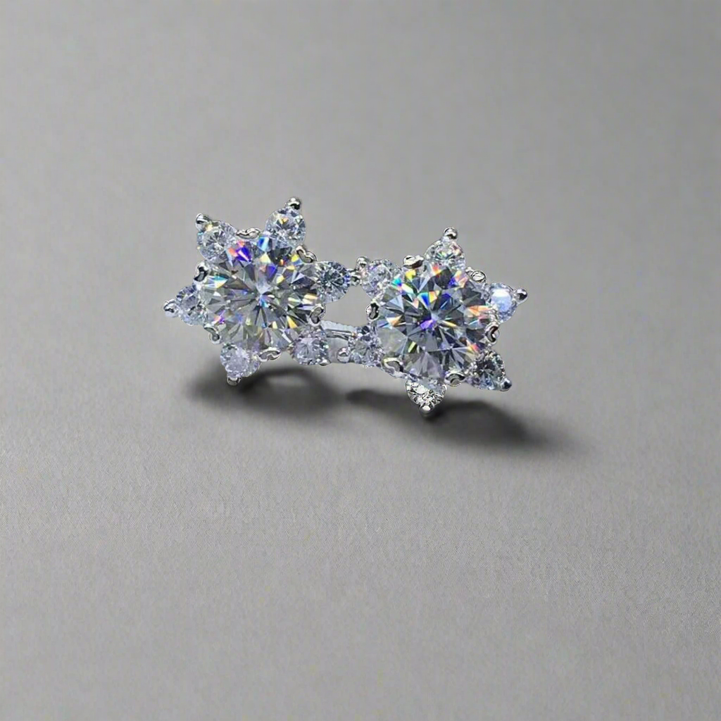 Skadi's Starfall - D-color Moissanite Star Earrings