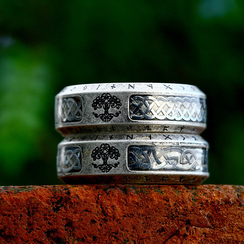 Blessing Of Yggdrasil - Titanium Steel Viking Rune Ring