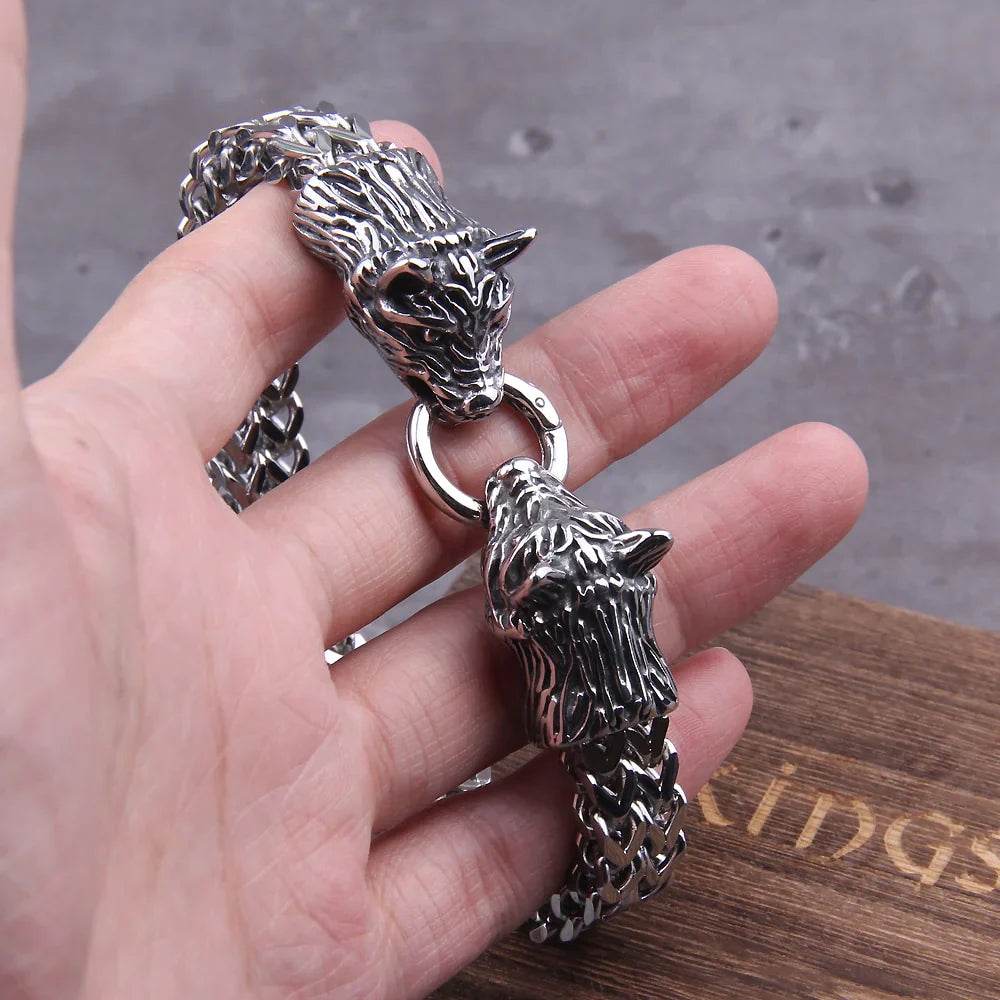 Fenrir's Bite - Stainless Steel Wolf Head Chain Pendant