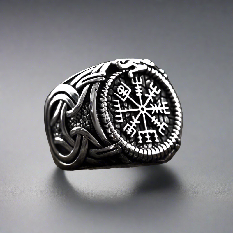 Jörmungandr’s Reminder - Stainless Steel Viking Compass Ring