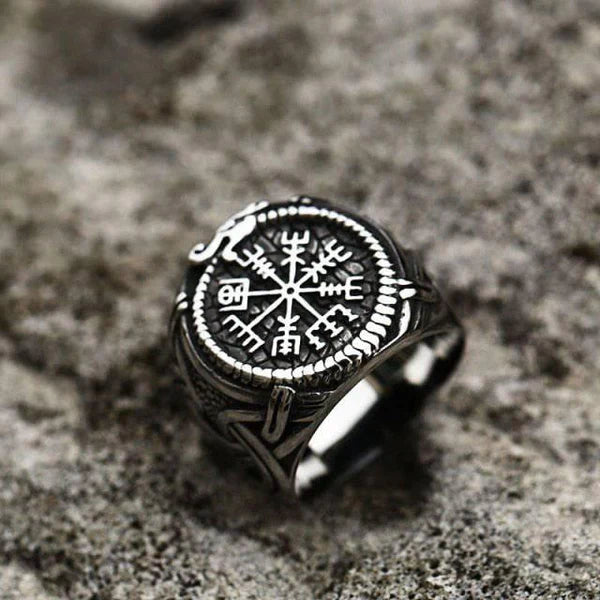 Jörmungandr’s Reminder - Stainless Steel Viking Compass Ring