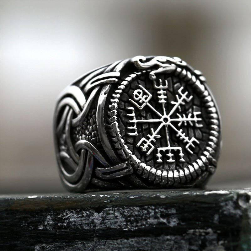Jörmungandr’s Reminder - Stainless Steel Viking Compass Ring