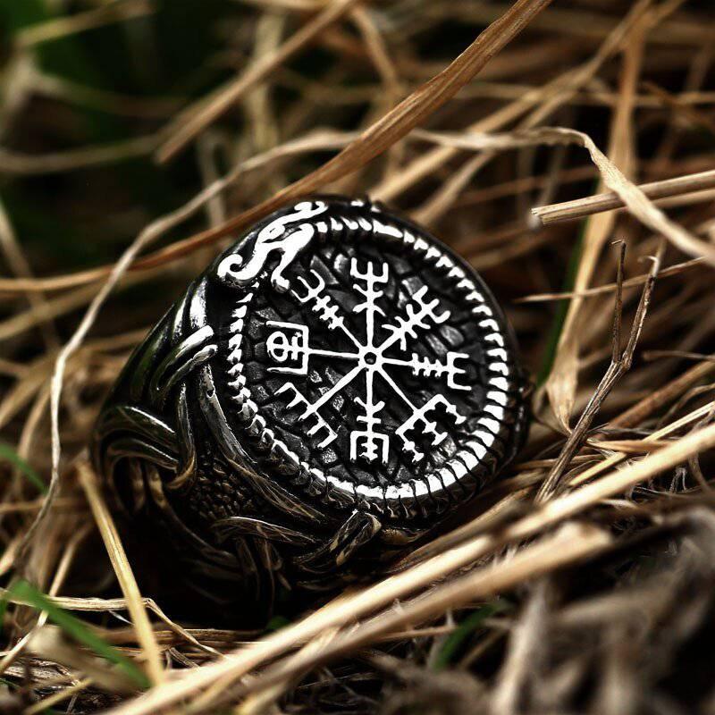 Jörmungandr’s Reminder - Stainless Steel Viking Compass Ring