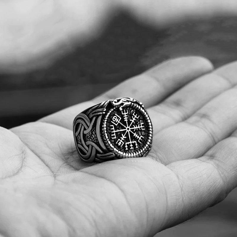 Jörmungandr’s Reminder - Stainless Steel Viking Compass Ring